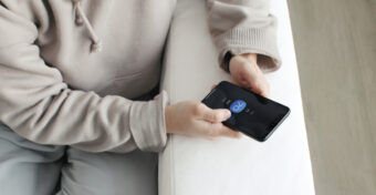 Woman holding a smartphone